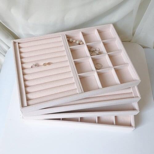 Wood Velvet Jewelry Display Box Organizer Tray Rings Storage Showcase Container Women girl friend gift earring storage box