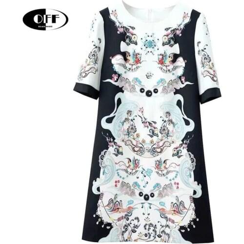 Designer vintage women mini dress summer loose short sleeve o-neck casual plus size 2XL chic ladies basic zevity traf dresses ZA