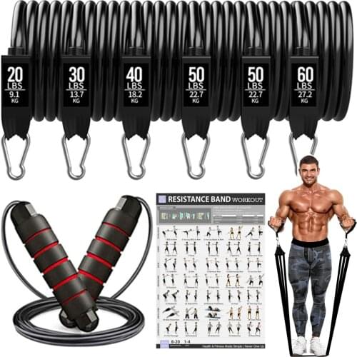 250lbs Resistance Bands Set Fitness Workout Gym Pull Rope Yoga Latex Tube Sports Elastic Booty Bands Exercise Equipment for Home