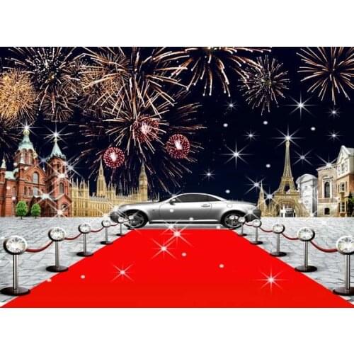 Fireworks Car Vip Red Carpet Hollywood Celebrity backdrop polyester or Vinyl cloth Computer print party background