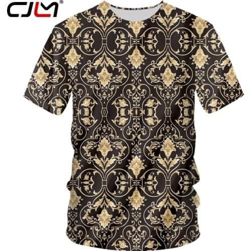 CJLM Summer O Neck T Shirts Mens Fashion New 3D Tee Shirt Printing Luxury Golden Pattern Streetwear Plus Size 5XL Attire Homme