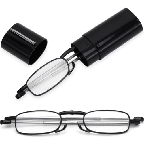 Easy Carry Foldable Reading Glasses with Tube Case Anti Eyestrain Computer Reading Eyeglasses Presbyopia Eyeglasses 10~40x