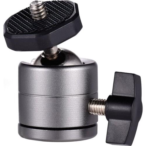 Mini Ball Head 360 Degree Rotatable Aluminum Alloy Ball Head Mount with 1/4 Inch Screw for Camera Camcorder Tripod