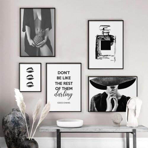 Fashion Poster Wall Art Print Black and White Canvas Painting Perfume Sexy Girl Pictures For Living Room Bedroom Home Decoration