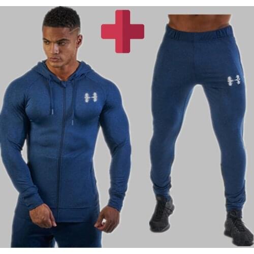 2020 men Spring Set Mens Fashion Sportswear Tracksuits Sets Mens Bodybuilding Hoodies+Pants casual fitness Outwear Suits men