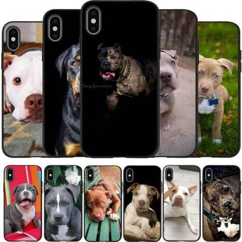 White Pit Bull Lovely Pet Dog Pitbull Black TPU Silicone Soft Phone Case For iPhone 11 12 Pro X XR XS MAX 5 6 7 8 Plus SE 2020