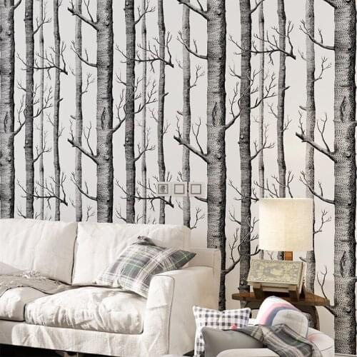 Bacaz Black White Trees Forests Wallpaper Rolls for Walls Living Room Home Decor Background 3d Wall paper Rolls 3d Wallcoverings