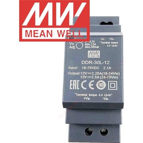 Original Mean Well DDR-30L-24 Din Rail Type DC-DC Converter meanwell 24V/1.25A/30W DC to DC Power Supply 18-75Vdc input