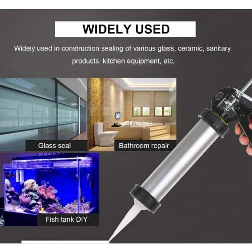 300ML Aluminum Alloy Labor-saving Hand Glass Cement Caulking Gun Beauty Sewing Tool Rotary Manual Glue Gun Black