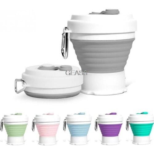 Portable folding retractable cup coffee cup silica gel can be installed outdoors travel Cups compression cup boiling water