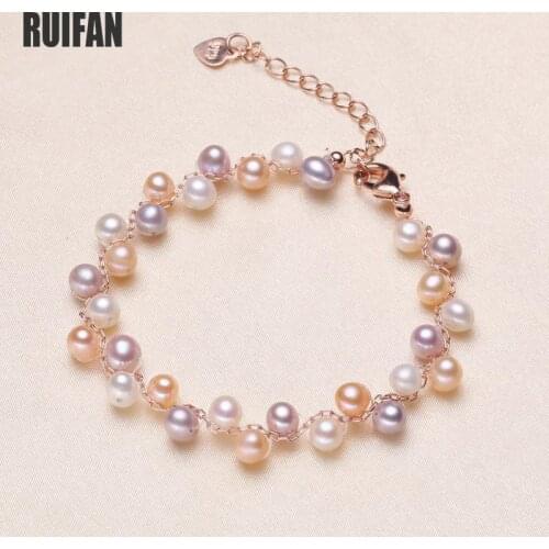 Ruifan 5mm Fashion Natural Freshwater Pearl Bracelet for Women 5 Color Pears Charm Bracelets Female Jewelry Gift YBR130