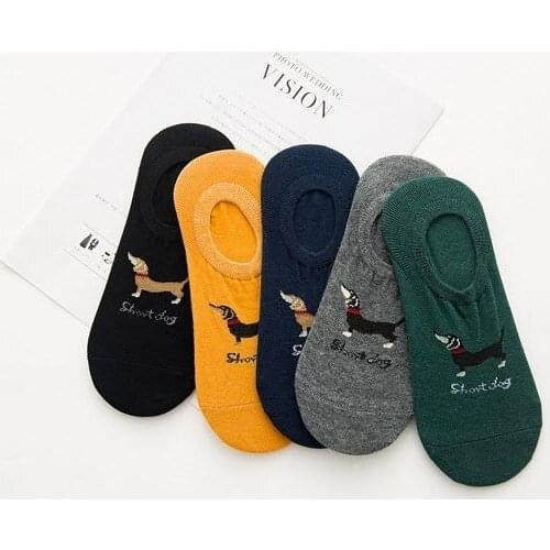 Cartoon dog socks lovely dog socks adults boat socks cotton short socks 5 pairs/lot