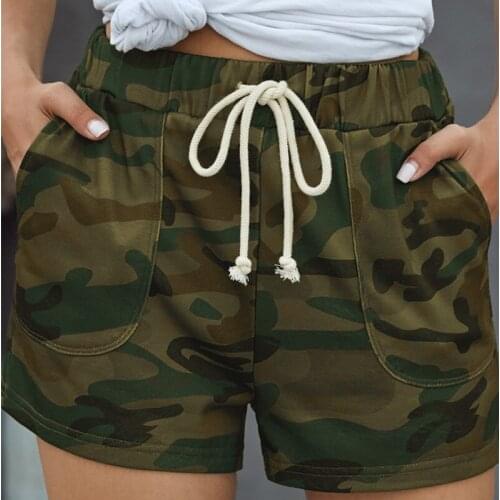 Summer New Hot-selling Shorts Camouflage Drawstring Pocket Casual Loose Pants Daily Home Running Army Green Sports Shorts