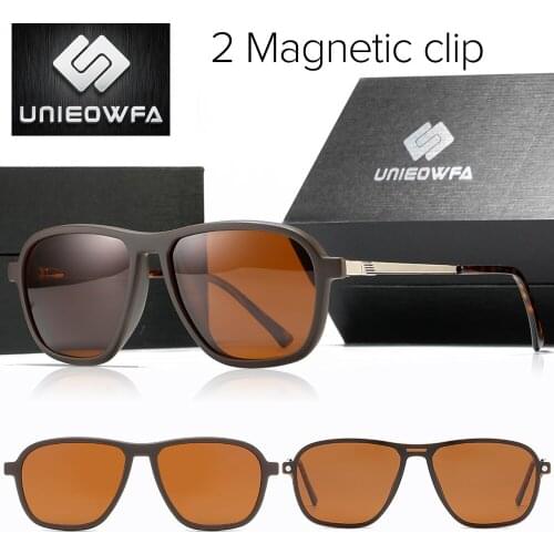 2 Polarized Magnet Clip on Sunglasses Men TR90 Frame Driving UV400 Sun Glasses For Men Prescription Optical Myopia Glasses Brand