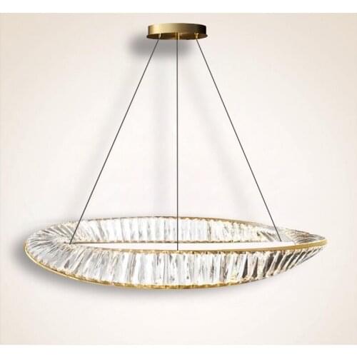 Modern luxury chandelier round crystal American minimalist household living room lamp bedroom restaurant LED circle lamp