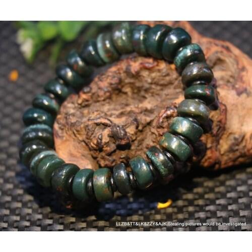Super Energy Ultra Energy Tibetan Old Agate Cinnabar Dots Abacus Shape dZi Bead Bracelet ZZYs LKbrother Talisman UPD210084A1
