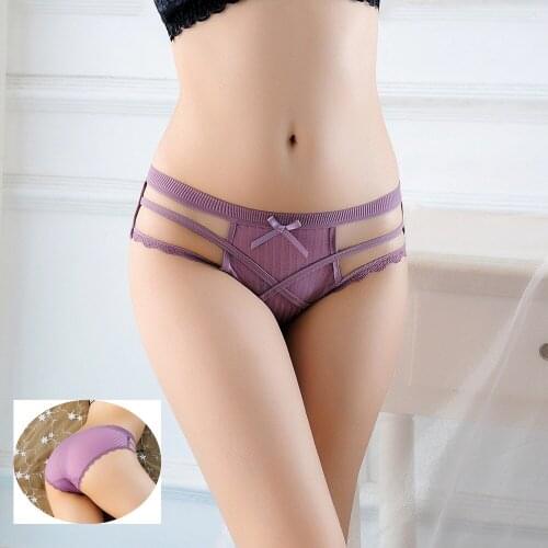 Women Sexy Japan Style Underpants of Erotic Fashion Cross Band Cotton Pajamas Low-waist Solid Briefs Female Hollow Out Lingerie