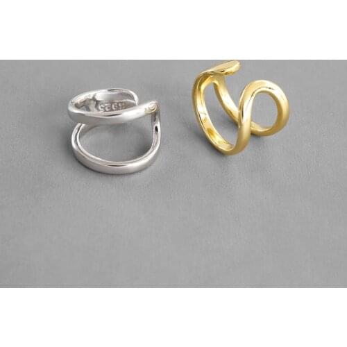 Real sterling silver 925 clip on earrings earcuff for women, gold color double layer fake earrings without piercing jewelry 2020