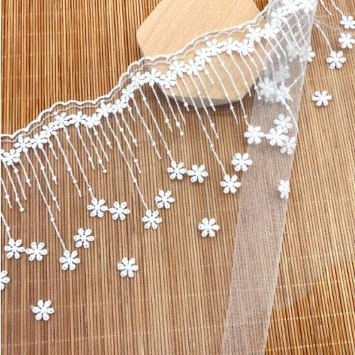 1Yard Milk Silk Net Yarn Lace,Width: 19CM,Lolita Skirt Decorations,Water-soluble Embroidery Small Flowers Laces(SS-2098)