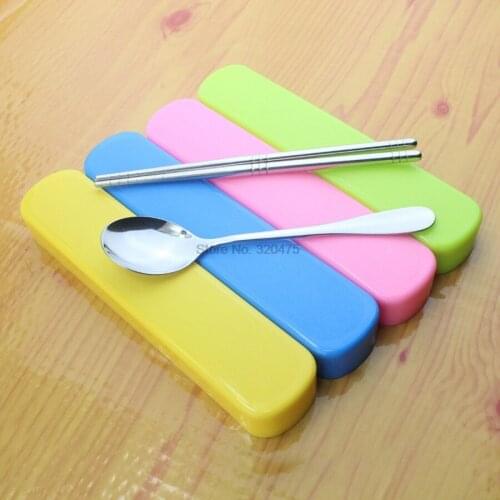 By dhl 100pcs Creative Chinese Stainless Steel Tableware Set Portable Travel Picnic Dinnerware Set For Kids School Gifts