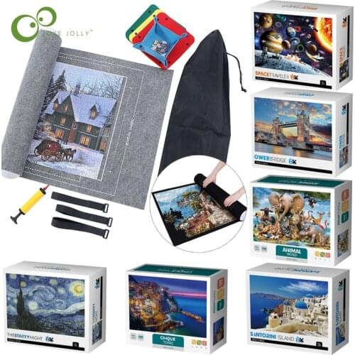 1000Pcs Jigsaw and Puzzles Mat Jigsaw Roll Felt Mat Play mat Puzzles Blanket Puzzle Accessories Portable Travel Storage bag YJN