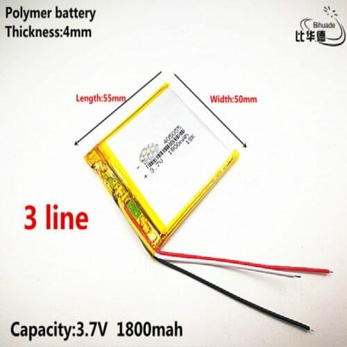 3 line Good Qulity 3.7V,1800mAH,405055 Polymer lithium ion / Li-ion battery for TOY,POWER BANK,GPS,mp3,mp4