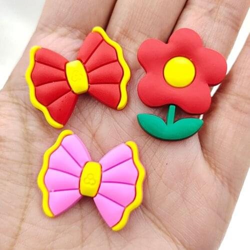 30pcs/lot New arrival Kawaii flat back soft PVC flowers bows for DIY kids hair clip hair bow accessories