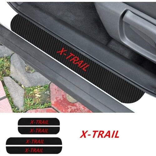 4pcs Carbon fiber Door Sill Scuff Car Door Plate Car Stickers For Nissan X-TRAIL Accessories Car Styling