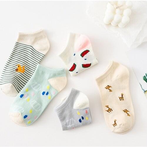 New Fashion Women Cotton Cartoon Fruit Ankle Socks Summer Japanese Avocado Cute Boat Socks Casual Soft Girls Short Socks