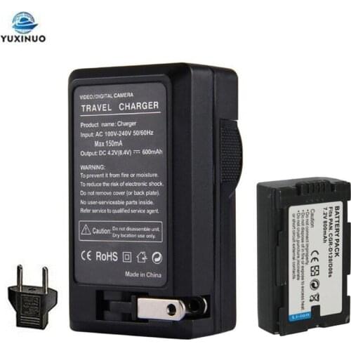 800mAh CGR-D120 D120A D110 D08A/1B D08S Battery + Charger For Panasonic CGA-D54 AG-DVC15 NVDA1B PV-DV402 NV-DS12B NV-DS15 DS150B