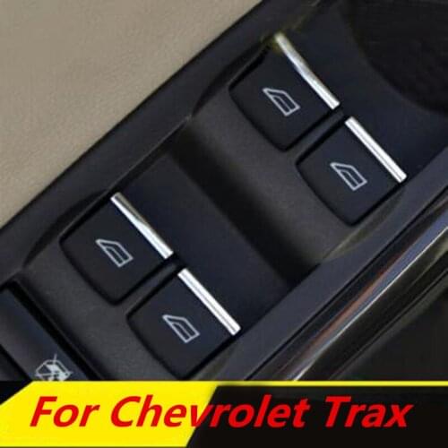 ABS Chrome Window Lifter Switch Decoration Sticker Car Inner Refitting Parts For Chevrolet Trax 2015 2016 Acc