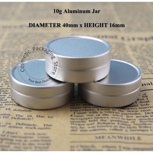 50pcs/Lot Promotion 10g Aluminium Cream Jar Empty Small Cosmetic 1/3OZ Container Refillable 10ml Bottle Vial Facial Cream Pot