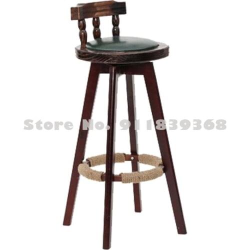 Solid Wood American Loft Bar Chair High Stool North European Back Chair Coffee Shop Creative Retro Simple Bar Chair