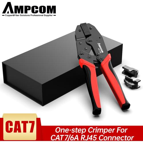 CAT7 Crimper Tool Crimping Plier AMPCOM Network Professional Crimper for CAT7 CAT6A STP Modular Plugs with RJ45 8P8C Connector