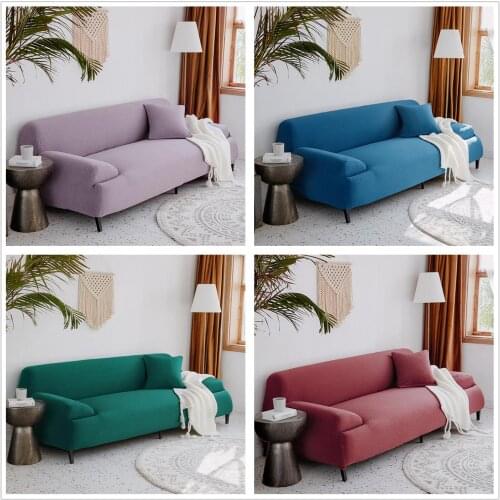 Simple Luxury Sofa Cover High Quality Solid Color Seersucker Thickening Sofa Slipcover Elastic All-inclusive Furniture Protector