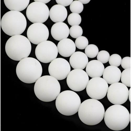 HGKLBB Matte Ceramic white beads Natural Stone 4/6/8/10/12MM Round Loose Beads For Jewelry making DIY Bracelet Accessories