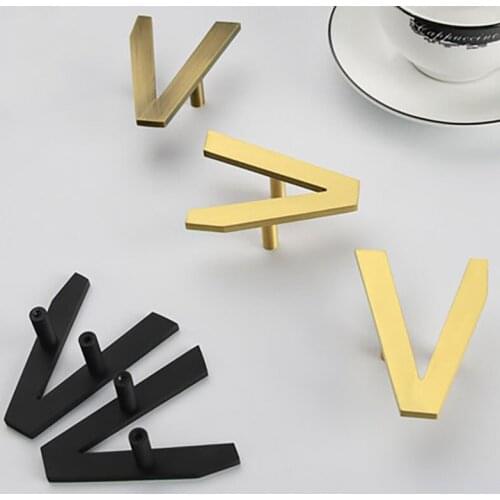 Brass Cabinet Handles V shape Kitchen Cabinet Handle Bedroom Bathroom Furniture Handle For Drawer Wardrobe Furniture Pull Knob