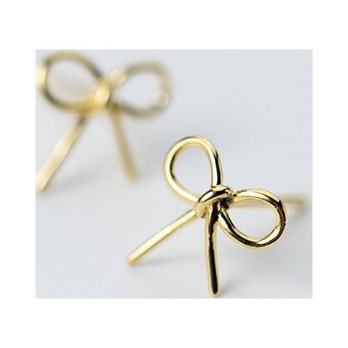 MloveAcc Fashion Real 925 Sterling Silver Bowknot Stud Earrings Cute Bijoux for Women Party Festival Gift Accessories Jewelry