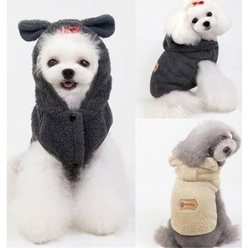 Soft Cartoon Bear Winter Dog Coat Fleece Dog Jacket Warm Dog Clothes For Small Dogs Chihuahua Pomeranian Pet Winter Coat Jacket