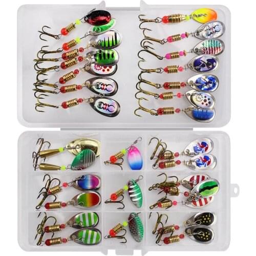 30pcs/10pcs Boxed Rotation Sequins Kit Lure Fishing Lures Artificial Baits Metal Fish Hooks Bass Trout Pike Mini Rotating Spoon