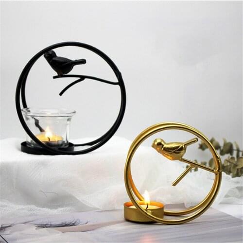 Bird Cage Wrought Iron Candle Holder Wind Lamp Decoration Candlestick Nordic Light Luxury Gold Home Candle Holder Accessories