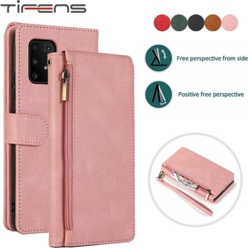Luxury Zipper Wallet Case For Samsung Galaxy S21 S20 FE S10 E S9 Note 20 10 9 Ultra Plus Lite Leather Flip Card Phone Bags Cover