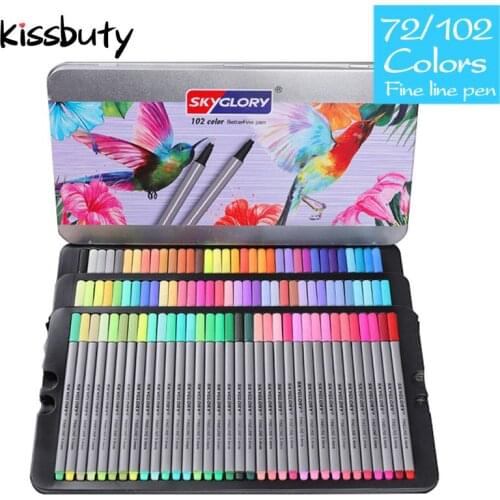 20/24/48/72/102 Colors 0.4mm Fine Line Pen Sketch Fineliner Art Marker Hook Line Painting Color Pen Design Comics Art Stationery
