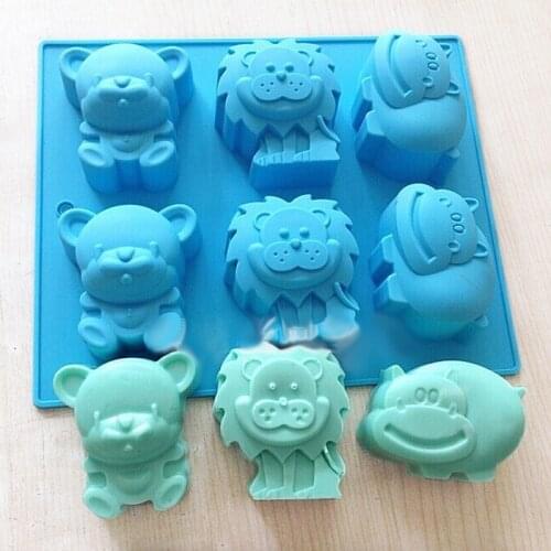 Silicone Cake Mold 3D Animal Silicone Mold Cartoon DIY Jelly And Cake Decorating Bear Lion River Horse Baking Decorating Tools