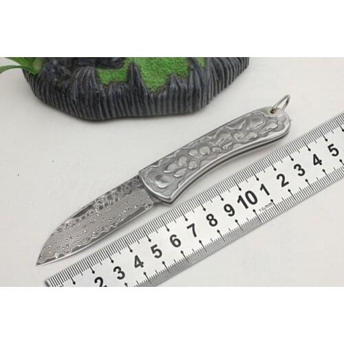 Damascus steel folding knife camping hunting portable tool letter opener low price utility knife high hardness multifunctional