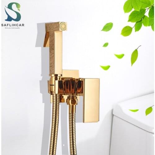 Luxurious Gold Bathroom Bidet Faucet Hygienic Clean High Pressure Bidet Portable Bidet Gun Sprayer Cold Hot Water Mixer taps