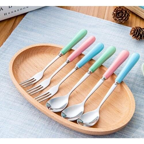 A2000 household tableware long handle soup spoon stainless steel fruit fork dessert spoon