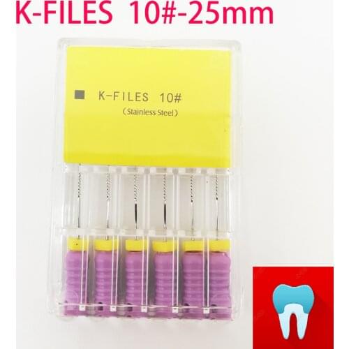 6pcs/pack 10#-25mm Dental K Files Root Canal Endo Files Dentist Tools Hand Files Stainless Steel K Files Dentistry Lab Tools