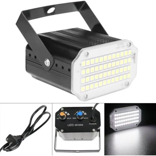 48 LED 12W Stage Effect Light Flashing White Light Remote Sound Activated Disco Lights for Festival Parties/Wedding/Christmas