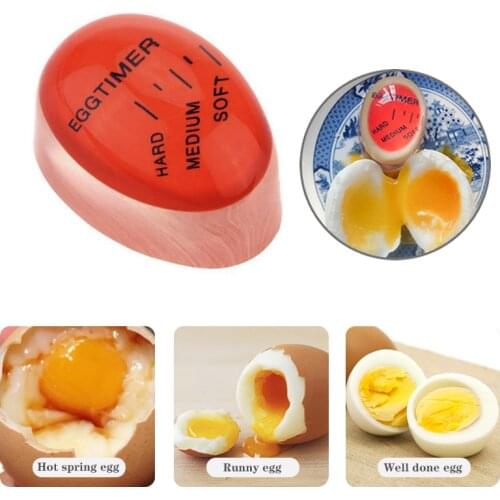 1pcs Egg Perfect Color Changing Timer Yummy Soft Hard Boiled Eggs Cooking Kitchen Eco-Friendly Resin Egg Timer Red timer tools